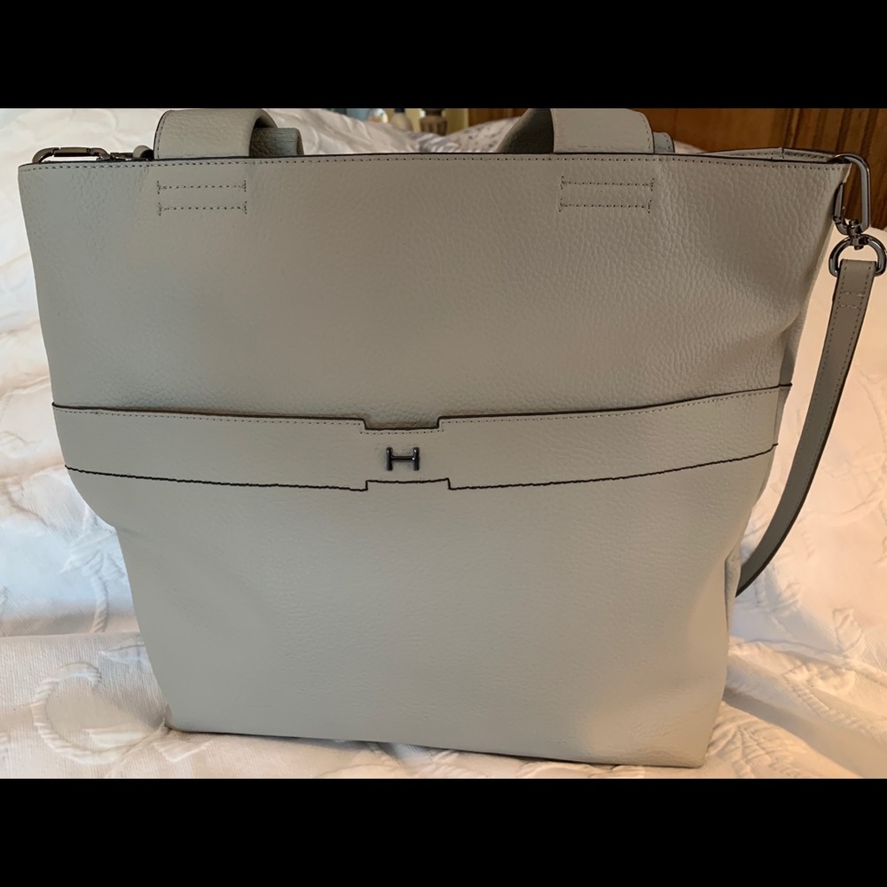 H by Halston Soft Gray Leather Tote